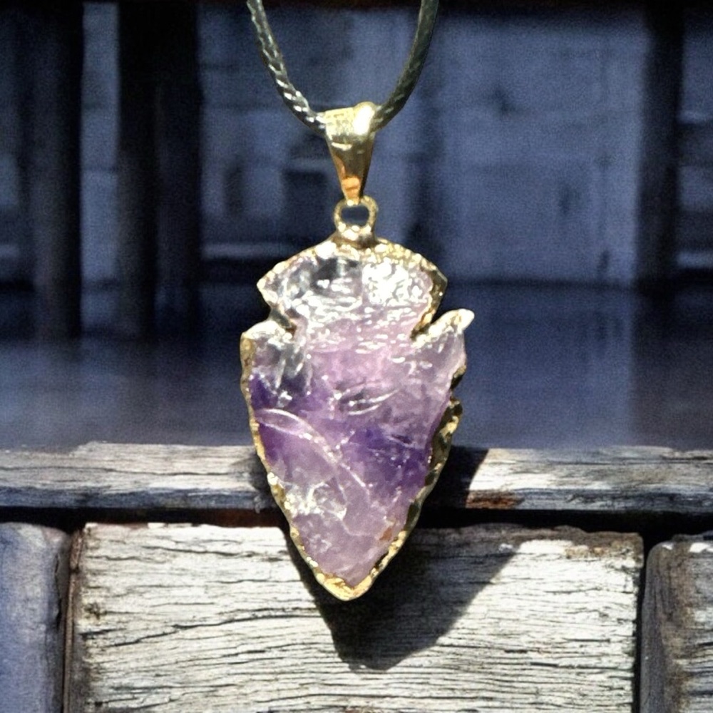 Cute Amethyst Arrow Point Necklace